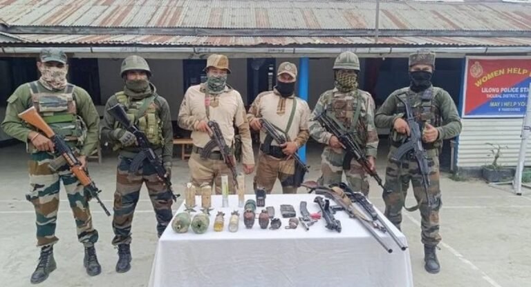 Security personnel in Manipur apprehend two militants and retrieve an arsenal of weapons and equipment