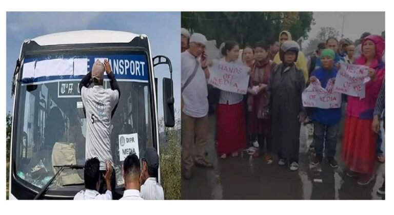 Protests flare in Imphal after ‘Manipur’ name covered on government bus