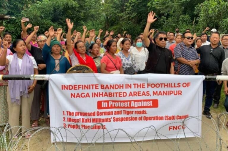 Tensions escalate in Manipur foothills as Naga CSOs enforce indefinite bandh against road construction